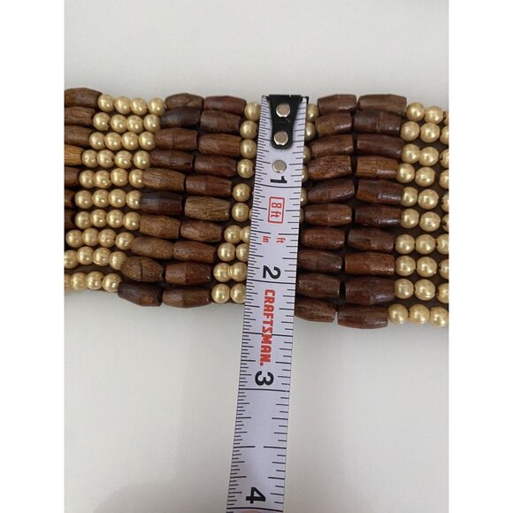 Baba L.A. Clothing Handmade‎ India Wood Faux Pearl Beaded Belt Tie Belt Vtg 32\